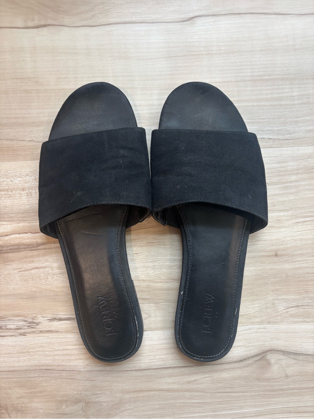 J. Crew Black Wide-Band Slide Sandals - good condition - size 9